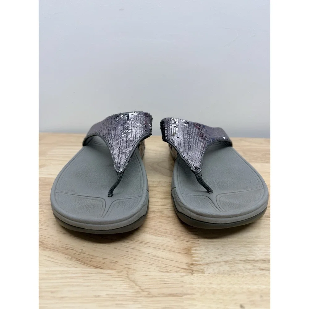 FitFlop Sequin Flip Flops Womens US 10 EU 42 Electra Gray Comfort Sandals #22